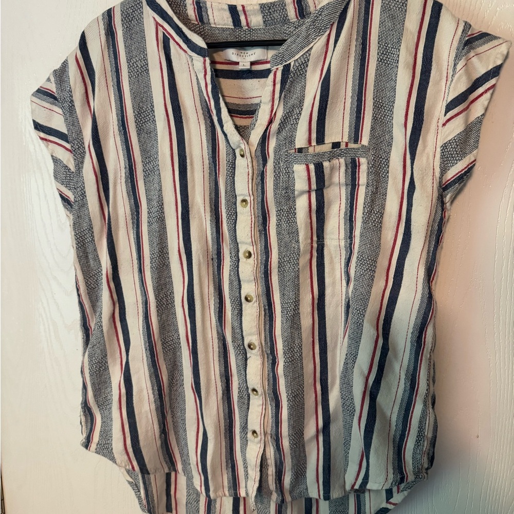 New Directions Striped Button-Up Shirt